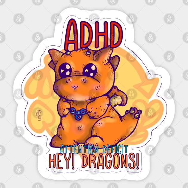 ADHD Dragon Sticker by Sutilmente